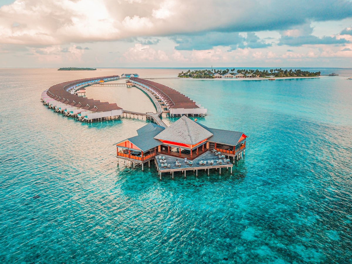 Aerial view of a tropical resort